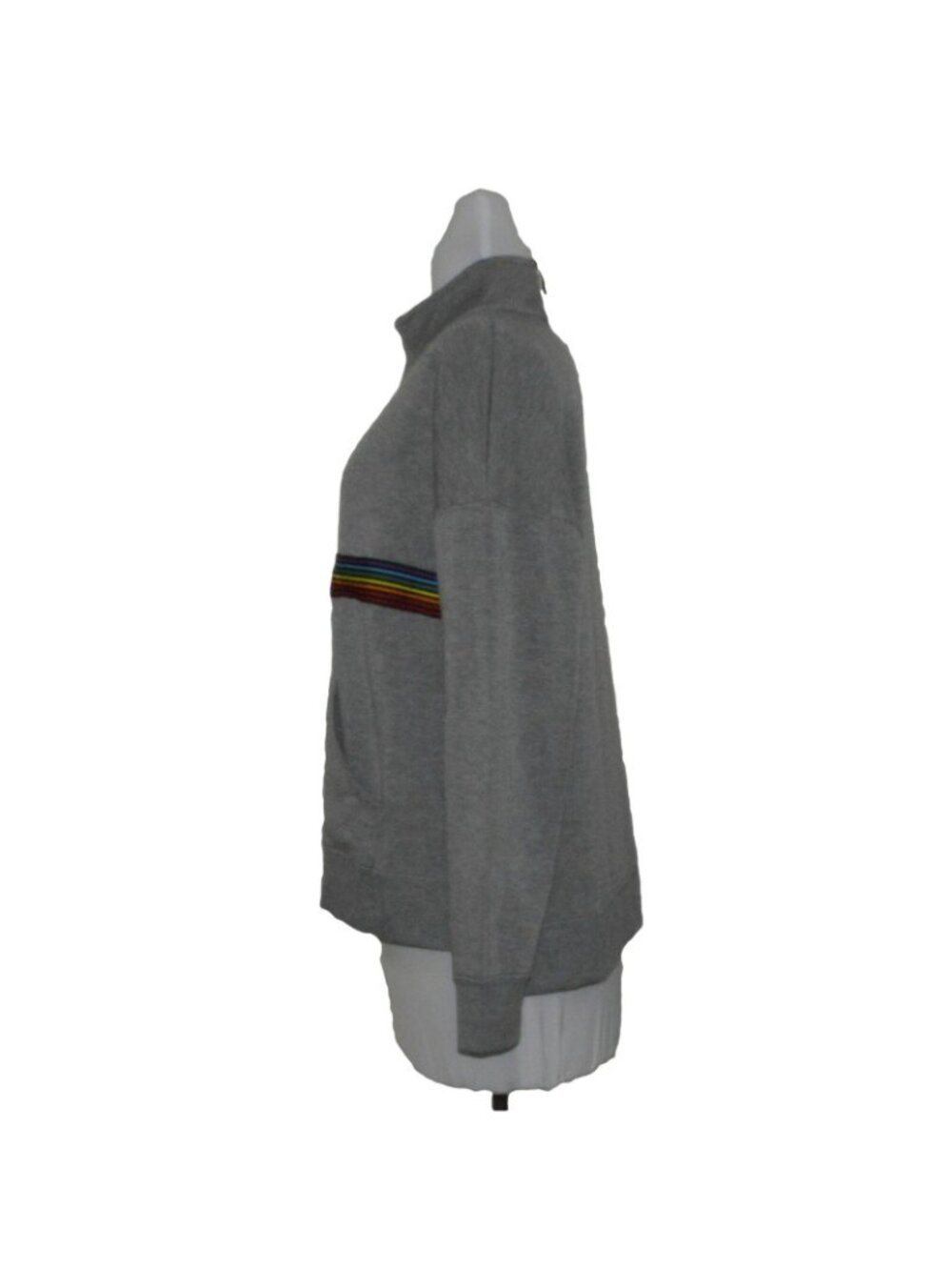 Olive + Oak NWT Womens M Gray Quarter Zip Sweatshirt Rainbow Stripe Gorpcore - Picture 3 of 8
